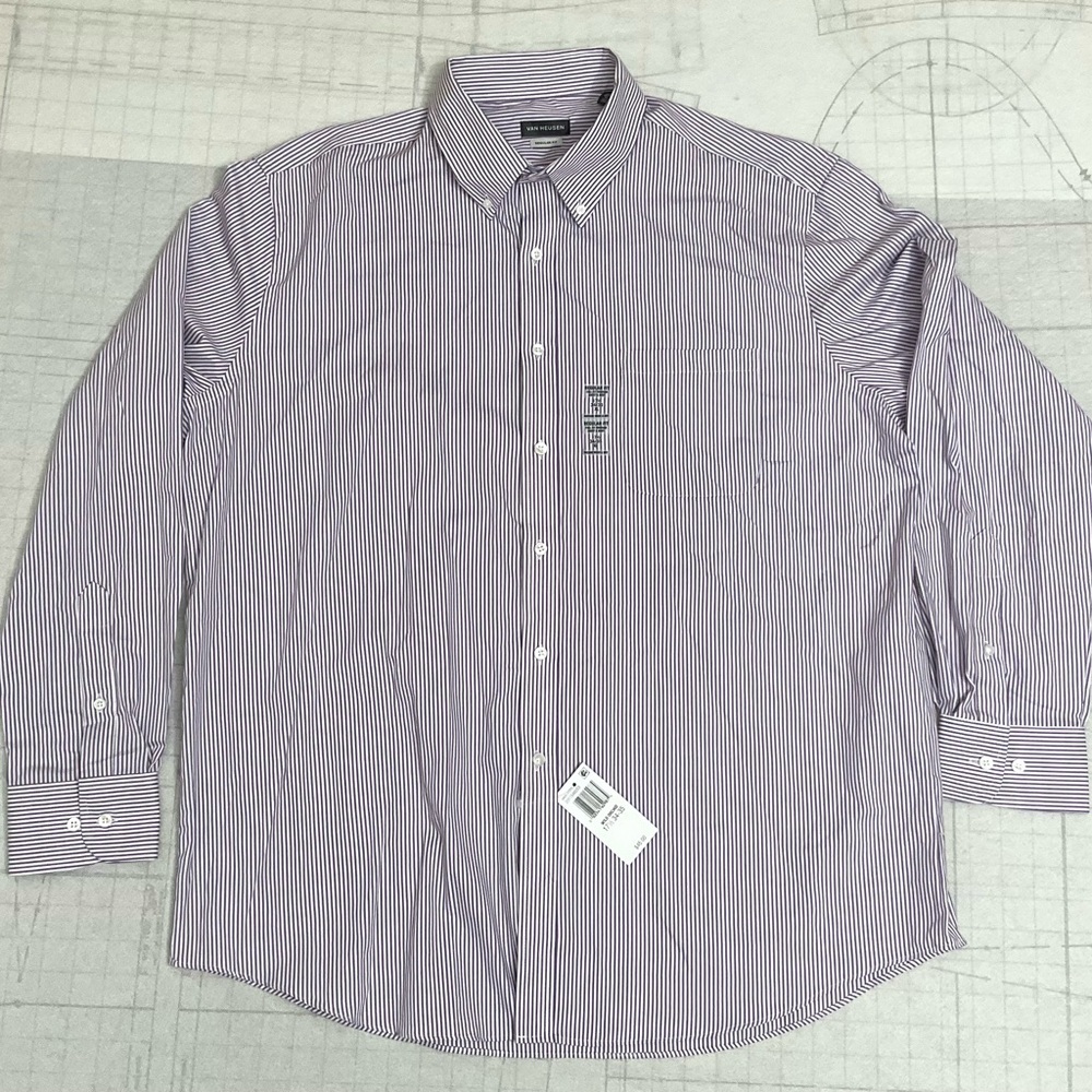 Van Heusen Ultra Wrinkle Free Regular Fit Plaid Dress Shirt 17 1/2 34/35 XL New